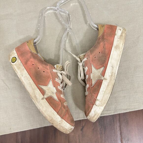 GOLDEN GOOSE Superstar Kids Low Top Sneakers in Peach / Gold Heel Tab - Picture 5 of 10